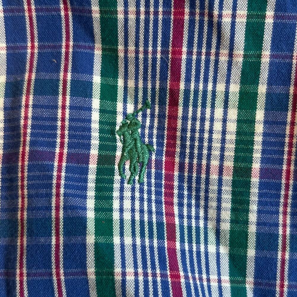 Ralph Lauren Blake Plaid Shirt 2-Ply Cotton Blue Green Pink L - Picture 7 of 15